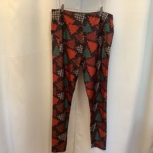 Luv21 Leggings Women’s Size 3X-5X Yoga Waistband Oh Christmas Tree Pattern
